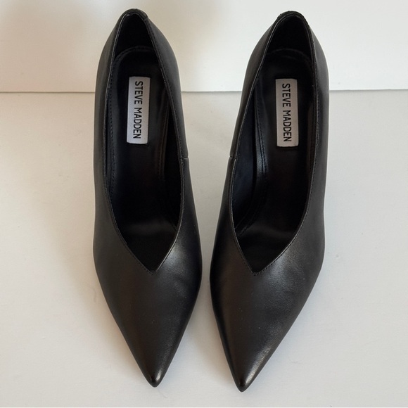 Steve Madden Sedona Stiletto Heel Pump Black Leather Size 8.5M - Picture 6 of 11